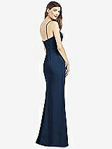 Rear View Thumbnail - Midnight Navy Spaghetti Strap A-line Crepe Dress with Pockets