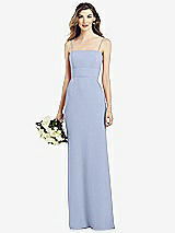 Front View Thumbnail - Sky Blue Spaghetti Strap A-line Crepe Dress with Pockets