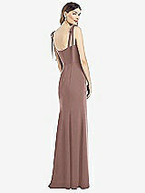 Rear View Thumbnail - Sienna Flat Tie-Shoulder Crepe Trumpet Gown with Front Slit