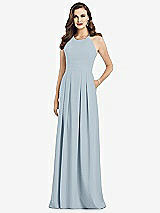 Front View Thumbnail - Mist Criss Cross Back Crepe Halter Dress with Pockets