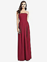 Alt View 1 Thumbnail - Burgundy Strapless Pleated Skirt Crepe Dress with Pockets