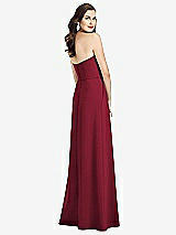 Rear View Thumbnail - Burgundy Strapless Pleated Skirt Crepe Dress with Pockets