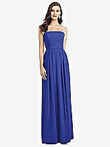 Alt View 1 Thumbnail - Cobalt Blue Strapless Pleated Skirt Crepe Dress with Pockets
