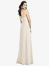 Rear View Thumbnail - Oat Strapless Pleated Skirt Crepe Dress with Pockets