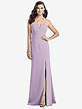 Front View Thumbnail - Pale Purple Strapless Notch Crepe Gown with Front Slit
