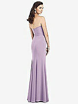 Rear View Thumbnail - Pale Purple Strapless Notch Crepe Gown with Front Slit