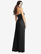Rear View Thumbnail - Black Strapless Notch Crepe Jumpsuit with Pockets