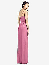 Rear View Thumbnail - Orchid Pink Slim Spaghetti Strap Chiffon Dress with Front Slit 