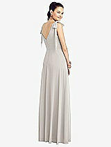 Rear View Thumbnail - Oyster Bow-Shoulder V-Back Chiffon Gown with Front Slit
