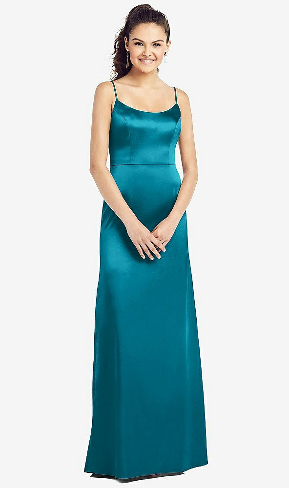 Front View - Oasis Slim Spaghetti Strap V-Back Trumpet Gown