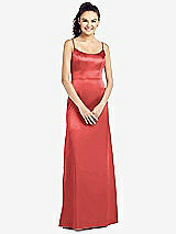 Front View Thumbnail - Perfect Coral Slim Spaghetti Strap V-Back Trumpet Gown