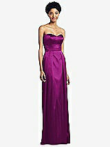 Front View Thumbnail - Persian Plum Sweetheart Strapless Pleated Skirt Dress with Pockets