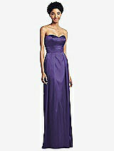 Front View Thumbnail - Regalia - PANTONE Ultra Violet Sweetheart Strapless Pleated Skirt Dress with Pockets