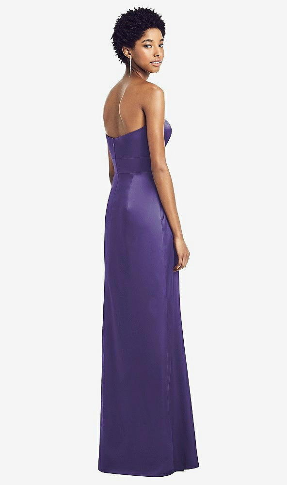 Back View - Regalia - PANTONE Ultra Violet Sweetheart Strapless Pleated Skirt Dress with Pockets