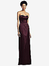 Front View Thumbnail - Bordeaux Sweetheart Strapless Pleated Skirt Dress with Pockets