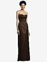 Front View Thumbnail - Espresso Sweetheart Strapless Pleated Skirt Dress with Pockets