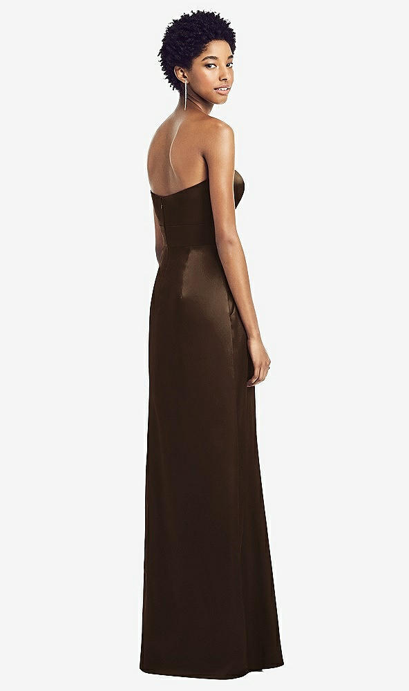 Back View - Espresso Sweetheart Strapless Pleated Skirt Dress with Pockets
