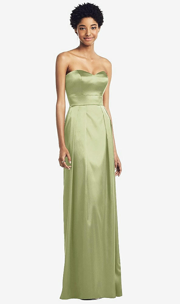 Front View - Mint Sweetheart Strapless Pleated Skirt Dress with Pockets