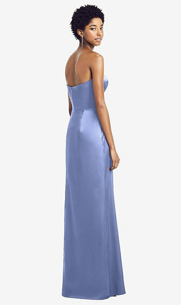 Back View - Periwinkle - PANTONE Serenity Sweetheart Strapless Pleated Skirt Dress with Pockets