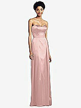 Front View Thumbnail - Rose - PANTONE Rose Quartz Sweetheart Strapless Pleated Skirt Dress with Pockets