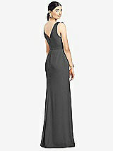 Rear View Thumbnail - Charcoal Gray Sleeveless Ruffled Wrap Chiffon Gown