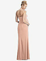 Rear View Thumbnail - Pale Peach Strapless Crepe Maternity Dress with Trumpet Skirt