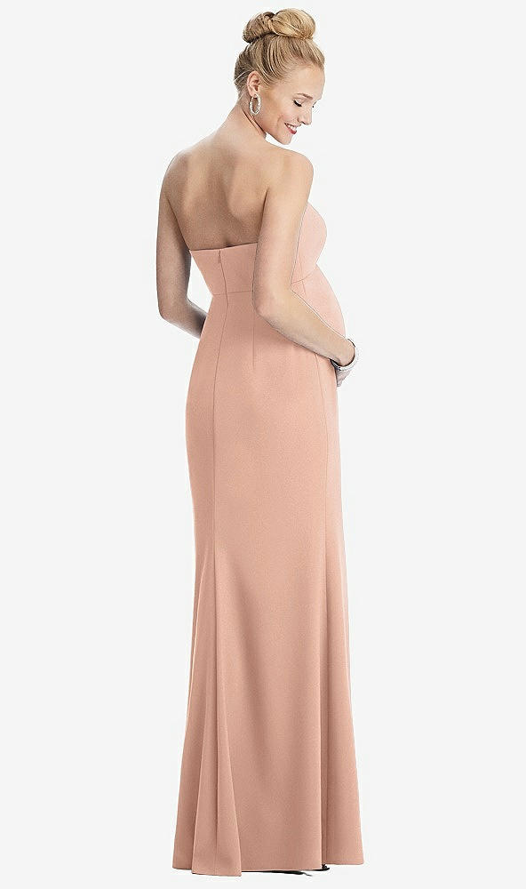 Back View - Pale Peach Strapless Crepe Maternity Dress with Trumpet Skirt