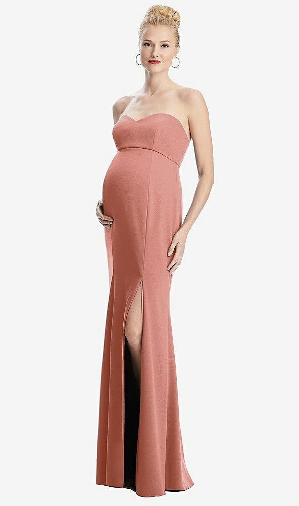 Front View - Desert Rose Strapless Crepe Maternity Dress with Trumpet Skirt