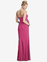 Rear View Thumbnail - Tea Rose Strapless Crepe Maternity Dress with Trumpet Skirt