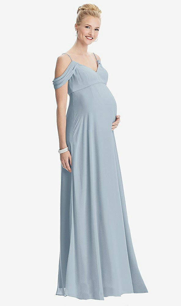 Front View - Mist Draped Cold-Shoulder Chiffon Maternity Dress