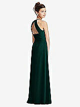 Front View Thumbnail - Evergreen Shirred Jewel Neck Chiffon Juniors Dress