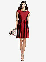 Front View Thumbnail - Garnet Cap Sleeve Pleated Skirt Cocktail Dress with Pockets