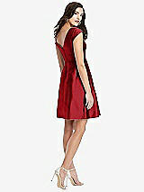 Rear View Thumbnail - Garnet Cap Sleeve Pleated Skirt Cocktail Dress with Pockets