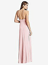 Rear View Thumbnail - Ballet Pink High Neck Chiffon Maxi Dress with Front Slit - Lela
