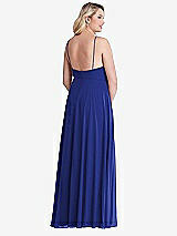 Alt View 2 Thumbnail - Cobalt Blue High Neck Chiffon Maxi Dress with Front Slit - Lela