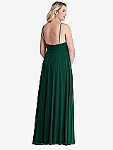 Alt View 2 Thumbnail - Hunter Green High Neck Chiffon Maxi Dress with Front Slit - Lela
