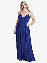 Alt View 1 Thumbnail - Cobalt Blue Chiffon Maxi Wrap Dress with Sash - Cora