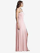 Side View Thumbnail - Ballet Pink Square Neck Chiffon Maxi Dress with Front Slit - Elliott