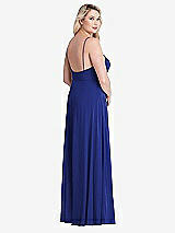 Alt View 2 Thumbnail - Cobalt Blue Square Neck Chiffon Maxi Dress with Front Slit - Elliott