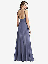 Rear View Thumbnail - French Blue Square Neck Chiffon Maxi Dress with Front Slit - Elliott