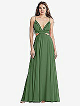 Front View Thumbnail - Vineyard Green Ruffled Chiffon Cutout Maxi Dress - Jessie