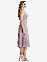 Side View Thumbnail - Suede Rose Lace Bustier Midi Dress with Spaghetti Straps