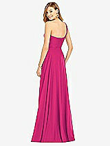 Rear View Thumbnail - Think Pink One-Shoulder Draped Chiffon Maxi Dress - Dani