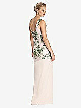 Rear View Thumbnail - Palm Beach Print One-Shoulder Draped Maxi Dress with Front Slit - Aeryn