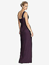 Rear View Thumbnail - Aubergine One-Shoulder Draped Maxi Dress with Front Slit - Aeryn