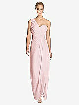 Front View Thumbnail - Ballet Pink One-Shoulder Draped Maxi Dress with Front Slit - Aeryn