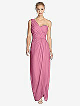 Front View Thumbnail - Orchid Pink One-Shoulder Draped Maxi Dress with Front Slit - Aeryn