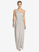 Front View Thumbnail - Oyster One-Shoulder Draped Maxi Dress with Front Slit - Aeryn