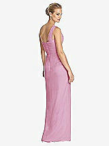 Rear View Thumbnail - Powder Pink One-Shoulder Draped Maxi Dress with Front Slit - Aeryn
