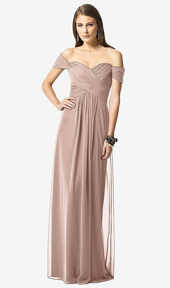 Front View - Neu Nude Off-the-Shoulder Ruched Chiffon Maxi Dress - Alessia